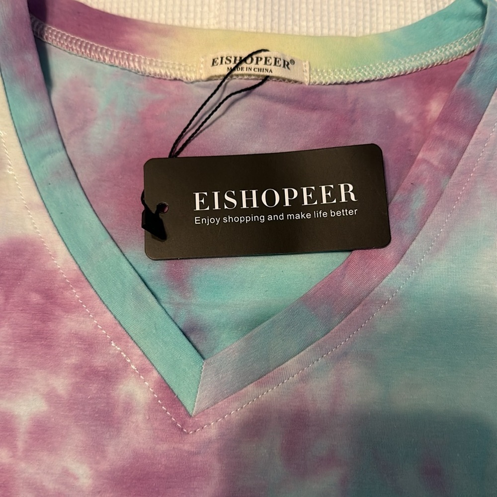 Tie-Dye Short Pajama Set - Pastel Blue & Purple - Unbranded - Picture 8 of 16